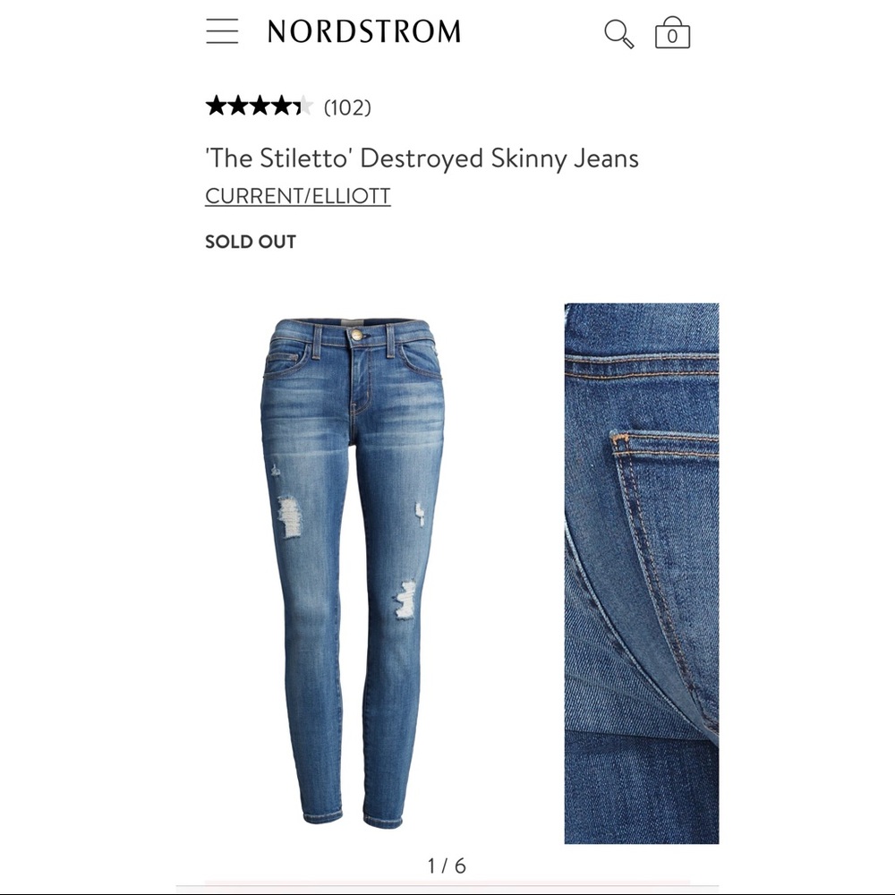 Current/Elliott stiletto skinny jeans